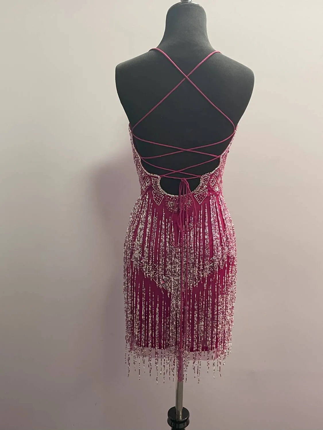 Alyce Paris - Scoop Neck Beaded Fringe Cocktail Dress