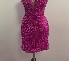 Amarra - Velvet Sequin Sheath Cocktail Dress