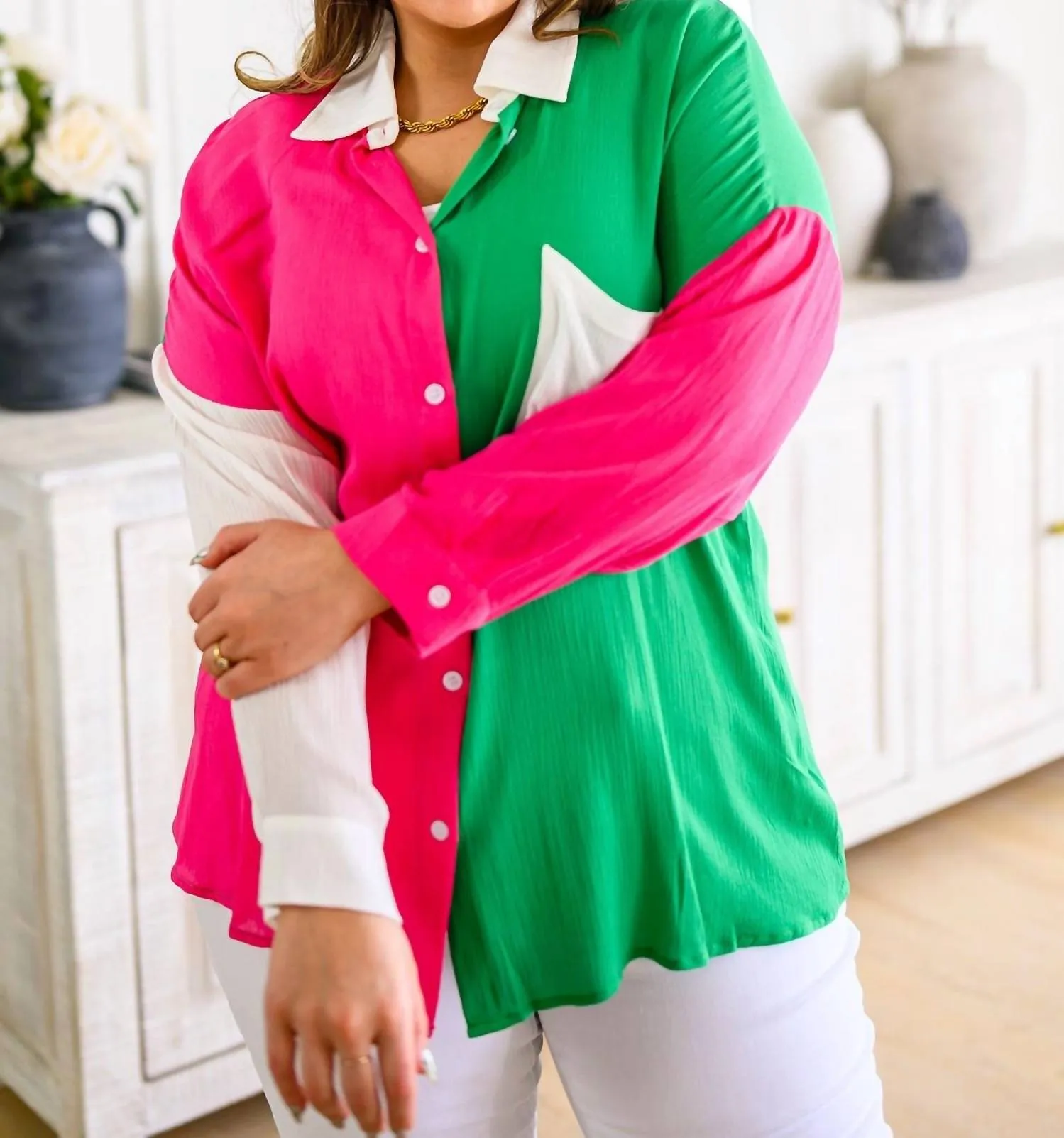 Andree By Unit - Capture the Day Two Toned Button Up