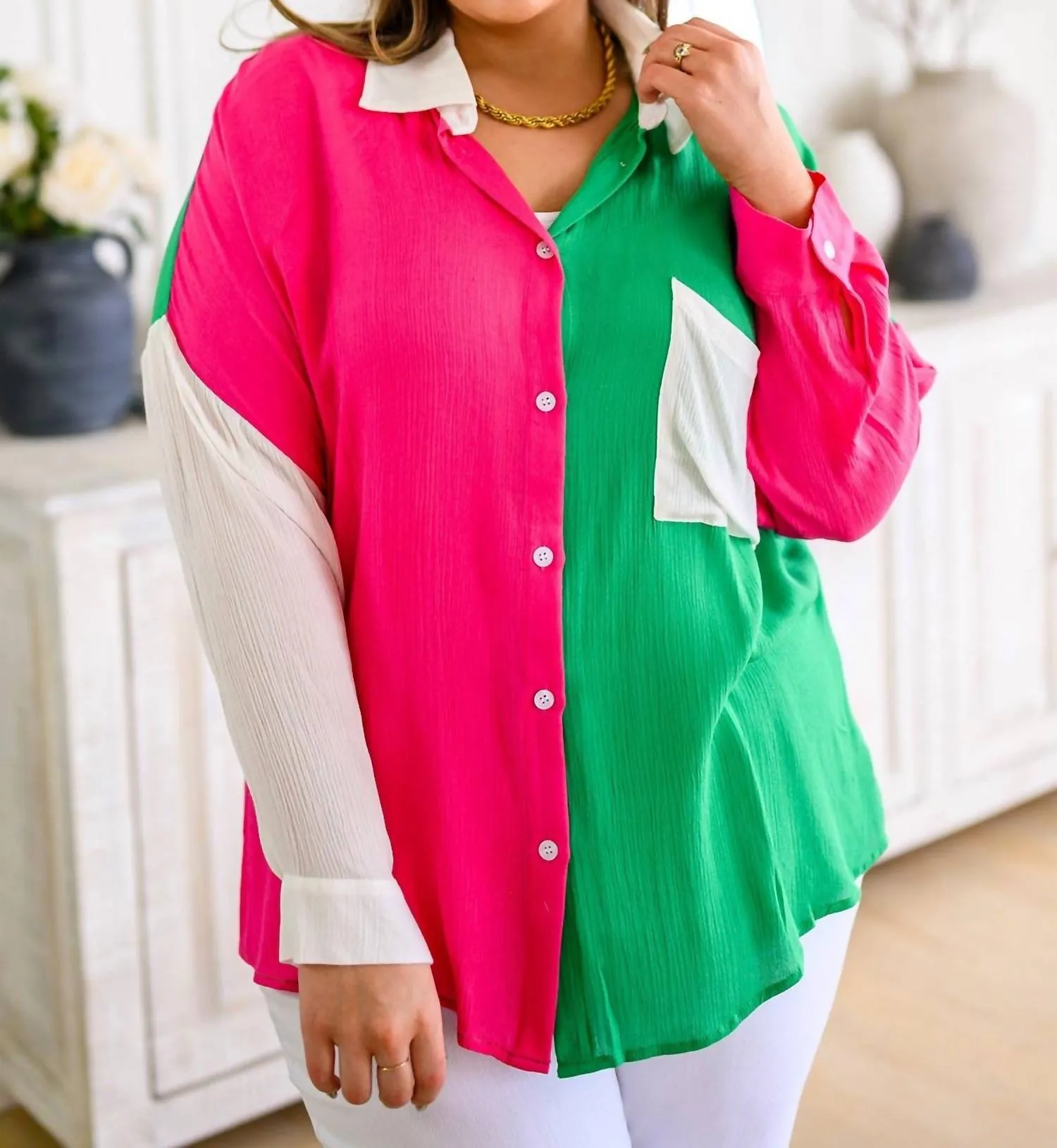 Andree By Unit - Capture the Day Two Toned Button Up