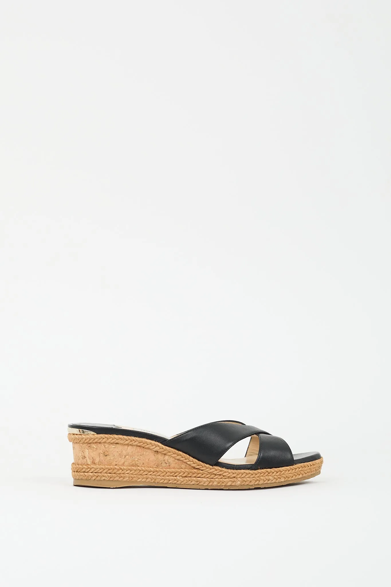 Black & Brown Leather Almer 50 Wedge Sandal