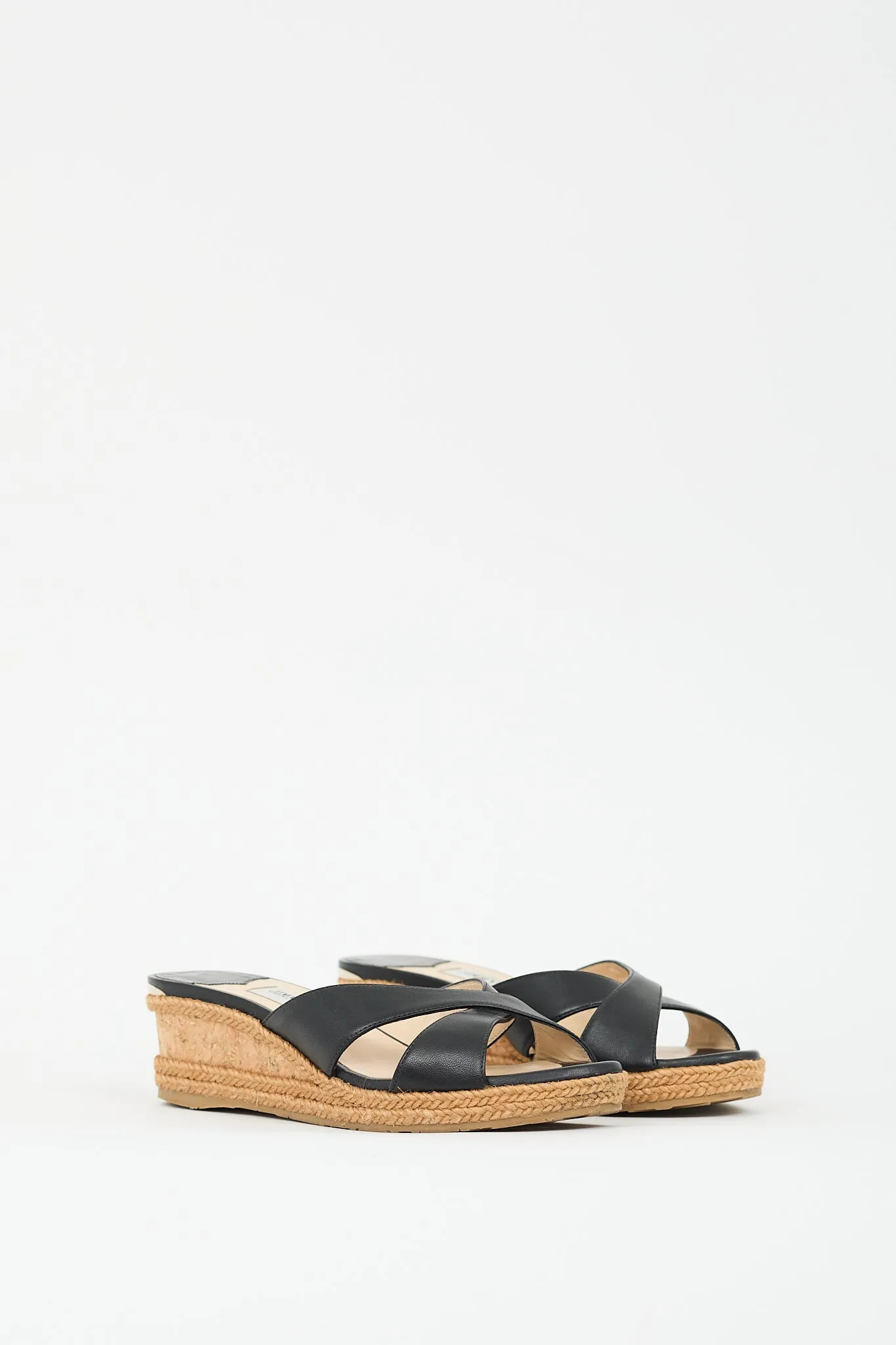 Black & Brown Leather Almer 50 Wedge Sandal