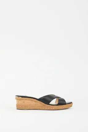 Black & Brown Leather Almer 50 Wedge Sandal