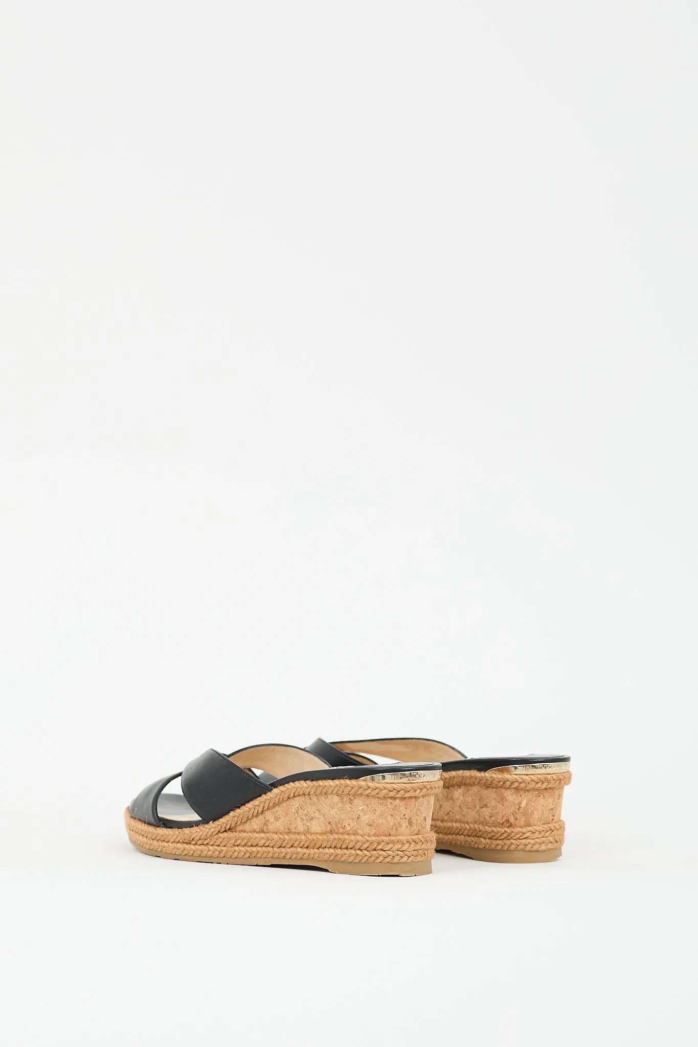 Black & Brown Leather Almer 50 Wedge Sandal
