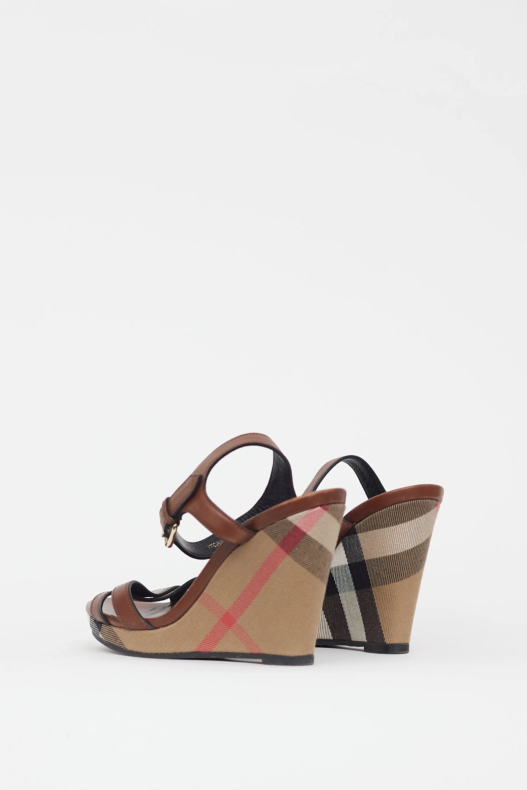 Brown & Multicolour Nova Check Wedge Sandal