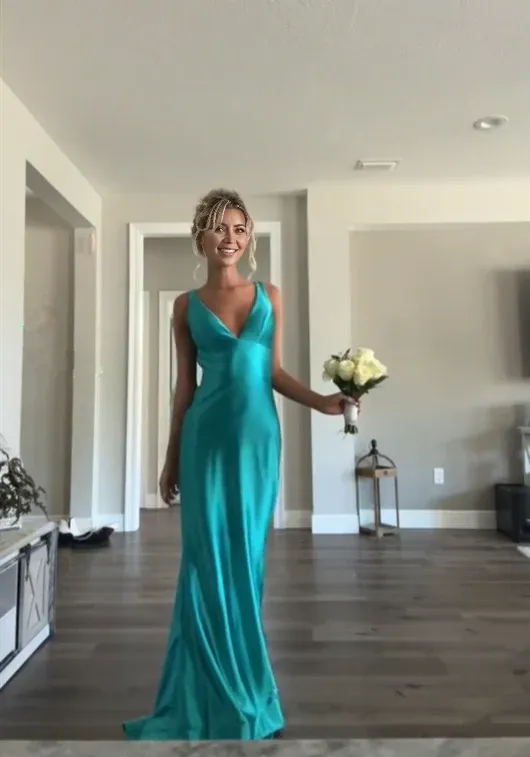 Elegant Gowns Evening Dresses V Neck Sheath Long Prom Dress Formal Party Gown