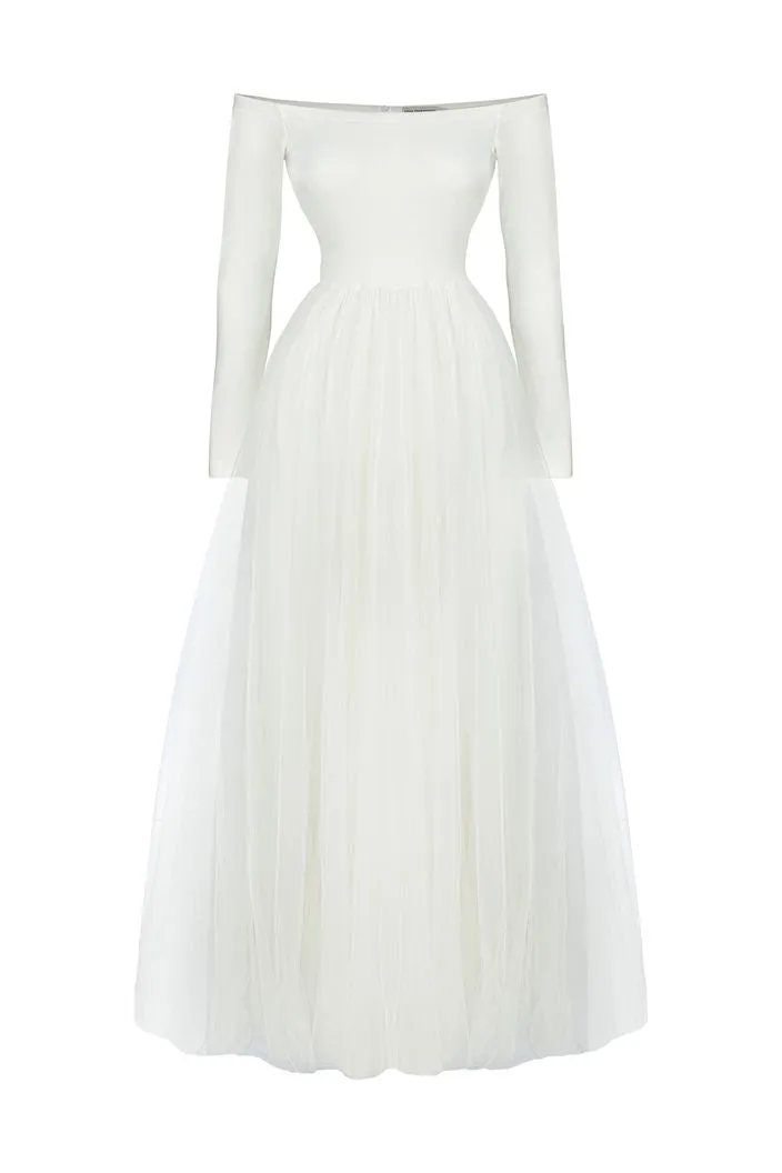 Flamboyant White Wedding Dress
