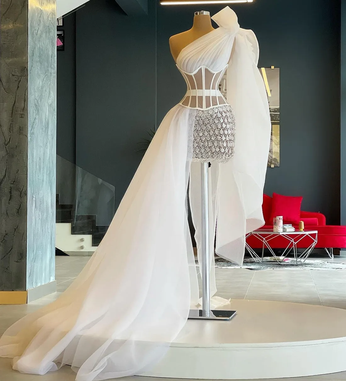Jazmin Beautiful White  Evening Dress
