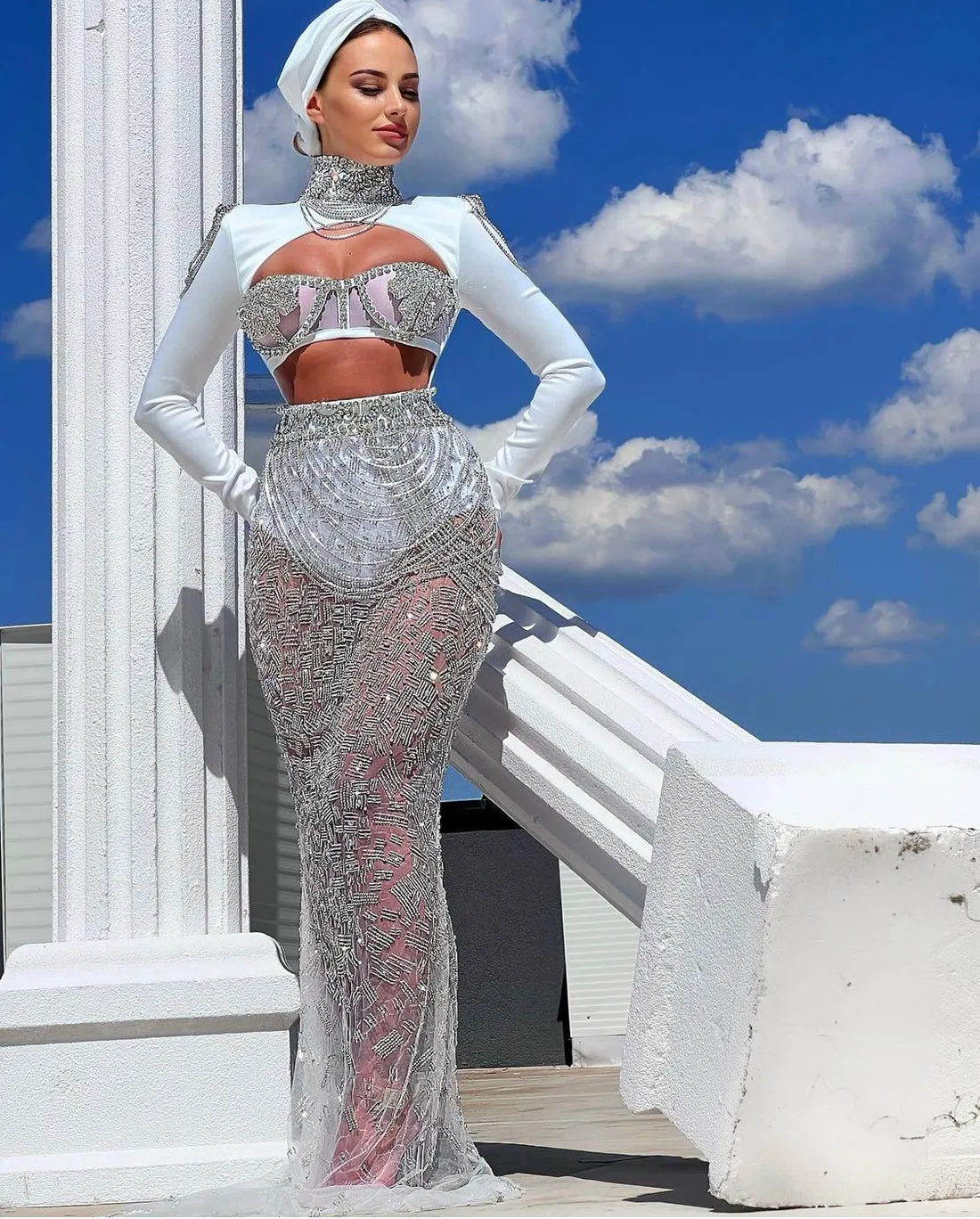Jianna Elegant White  Evening Dress