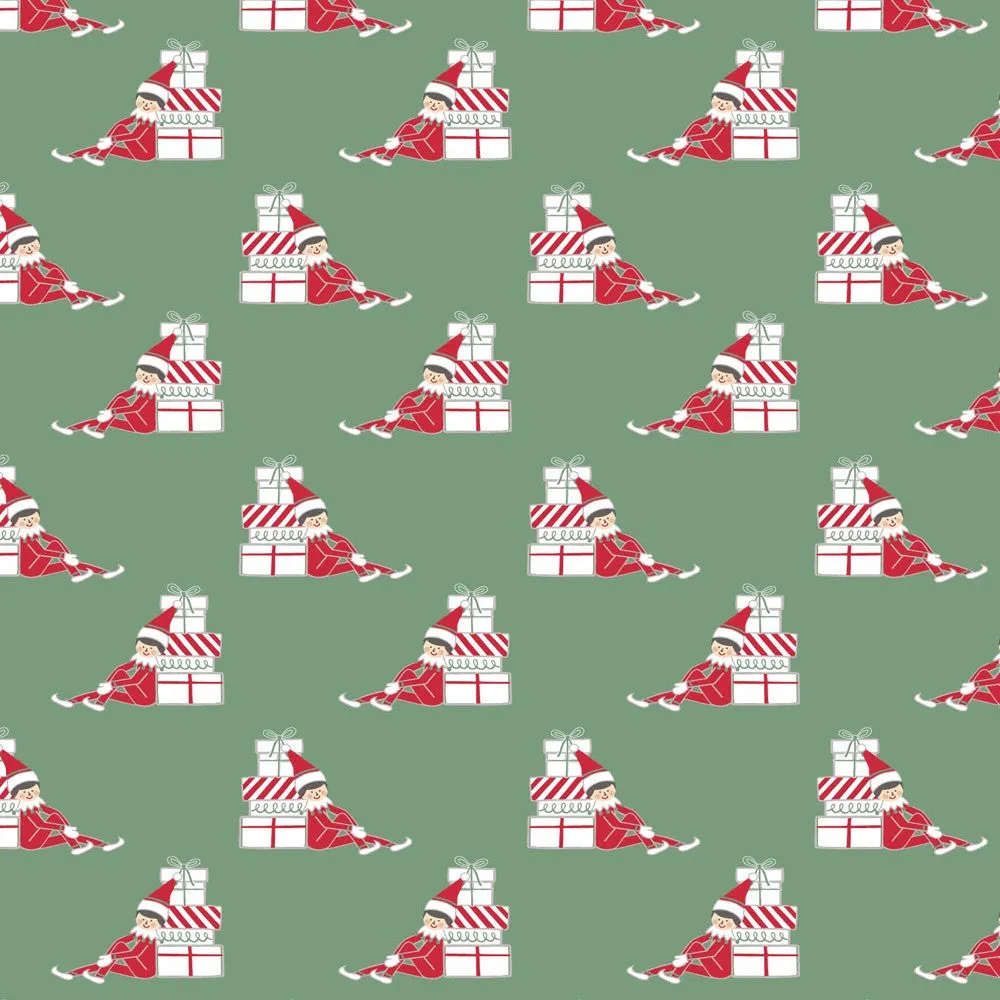 Lila & Hayes Girls Carlin Nightgown - Green Santa's Helper Elf