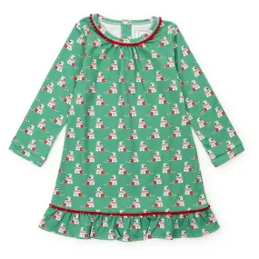 Lila & Hayes Girls Carlin Nightgown - Green Santa's Helper Elf