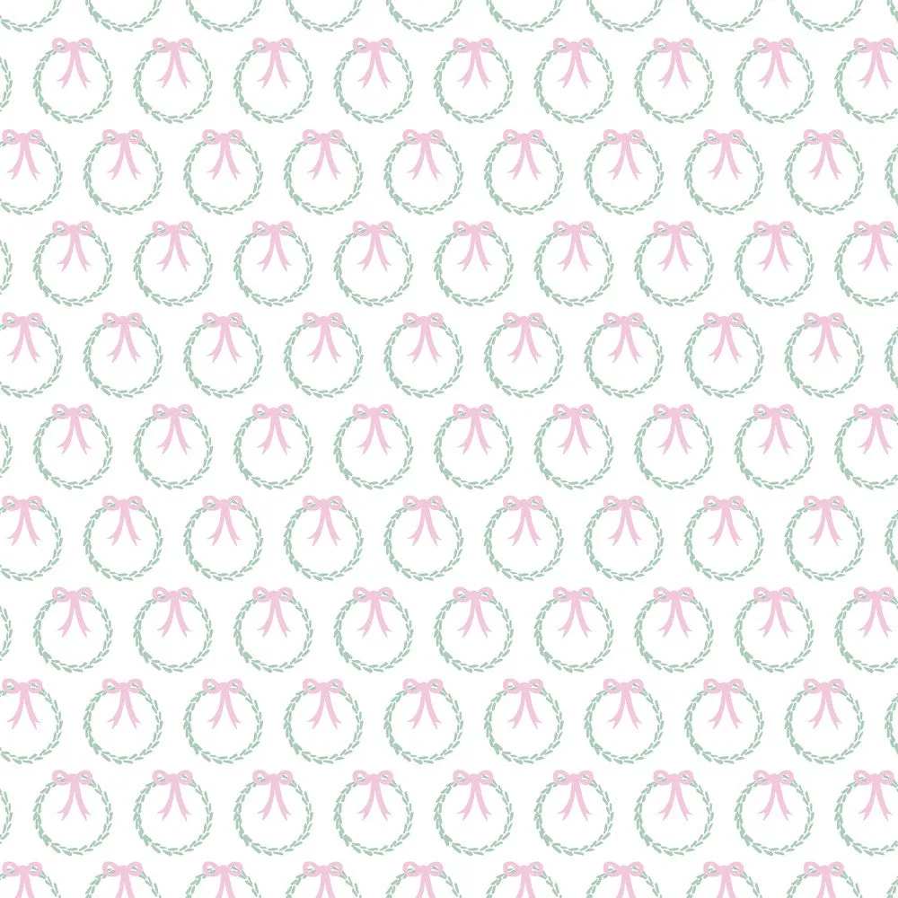 Lila & Hayes Girls Madeline Lounge Dress - Pink Christmas Holiday Wreath