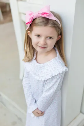 Lila & Hayes Girls Madeline Lounge Dress - Pink Christmas Holiday Wreath