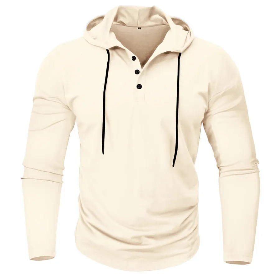 Men’s Henley Muscle Hoodie Athletic Fit Top
