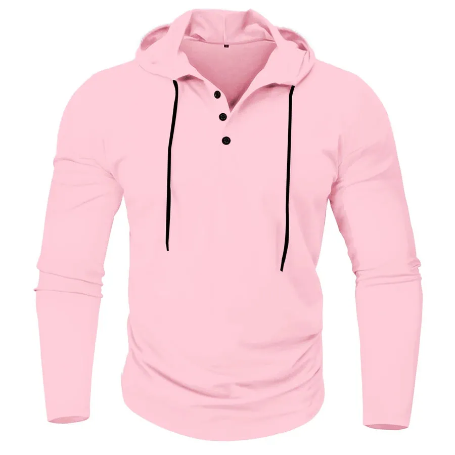 Men’s Henley Muscle Hoodie Athletic Fit Top