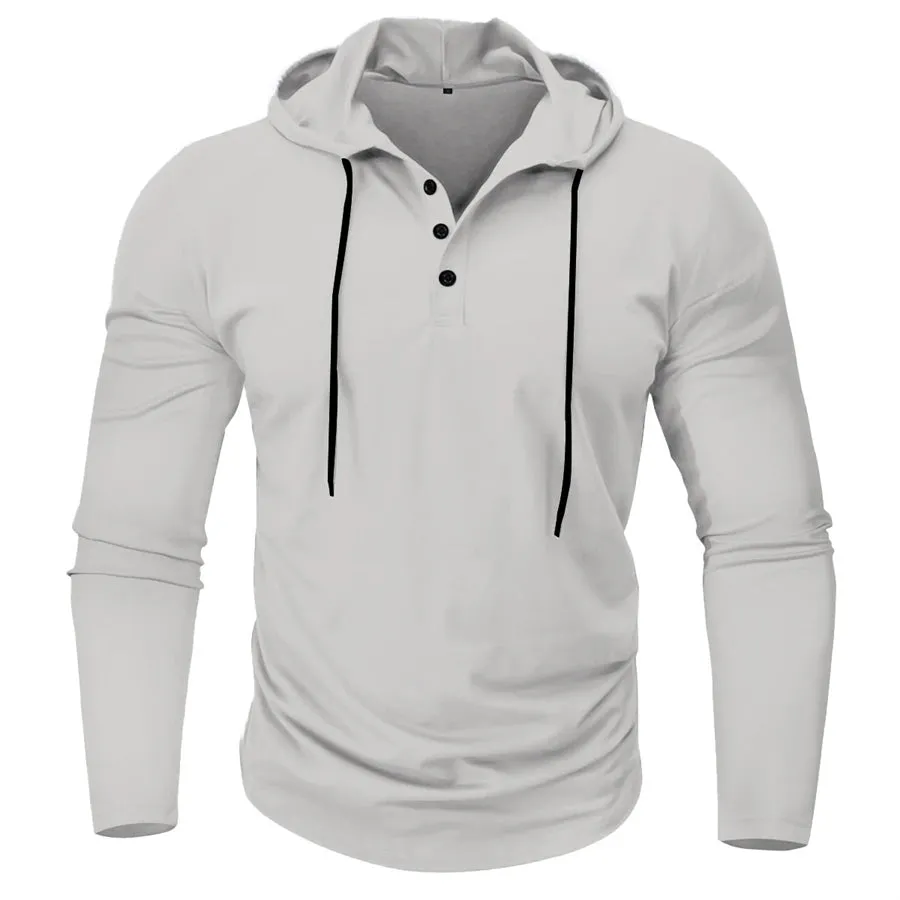 Men’s Henley Muscle Hoodie Athletic Fit Top