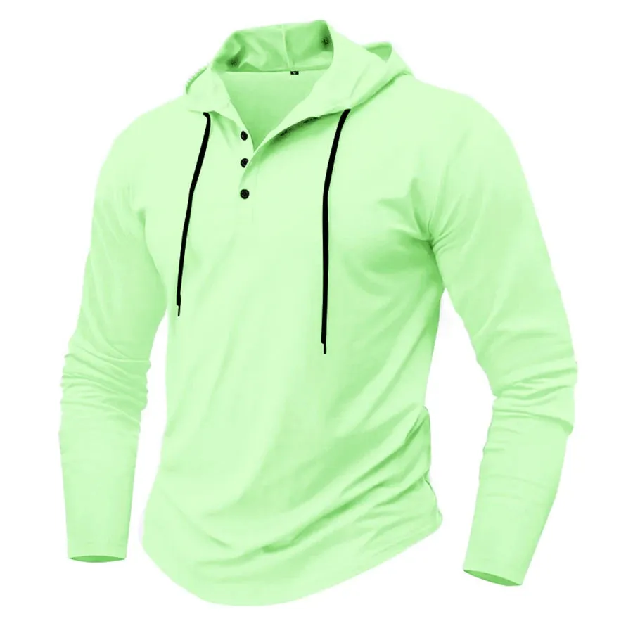 Men’s Henley Muscle Hoodie Athletic Fit Top