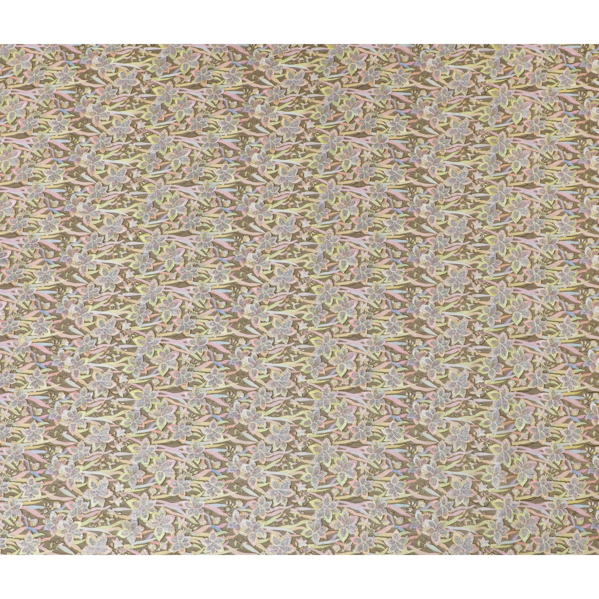 Pastel Floral Embroidered Silk Organza Fabric - 110 cm Wide - D19619