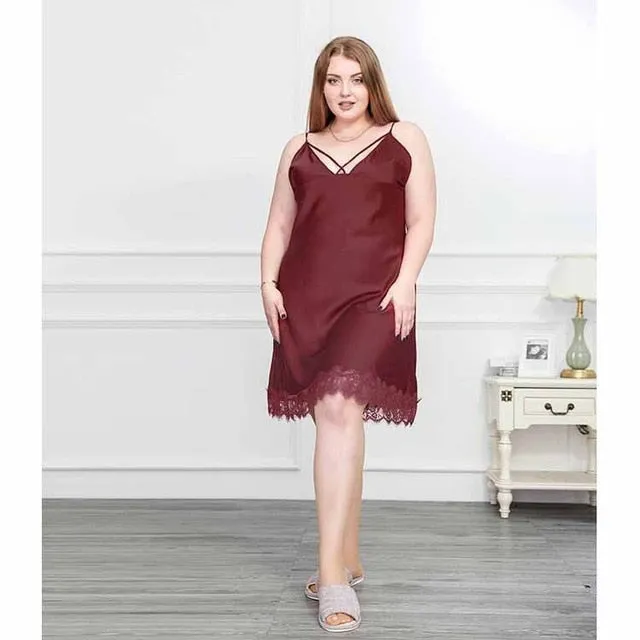 Plus Size 4XL Women Nightdress 2019 Sexy Lingerie Lace Sleepwear Summer Nightgown For 100KG Silk Nightwear Robe Dress Gown