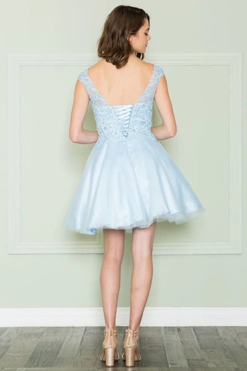 Poly USA | Ed Young 8902 Mesh Layered Skirt Dress Embroidery Top