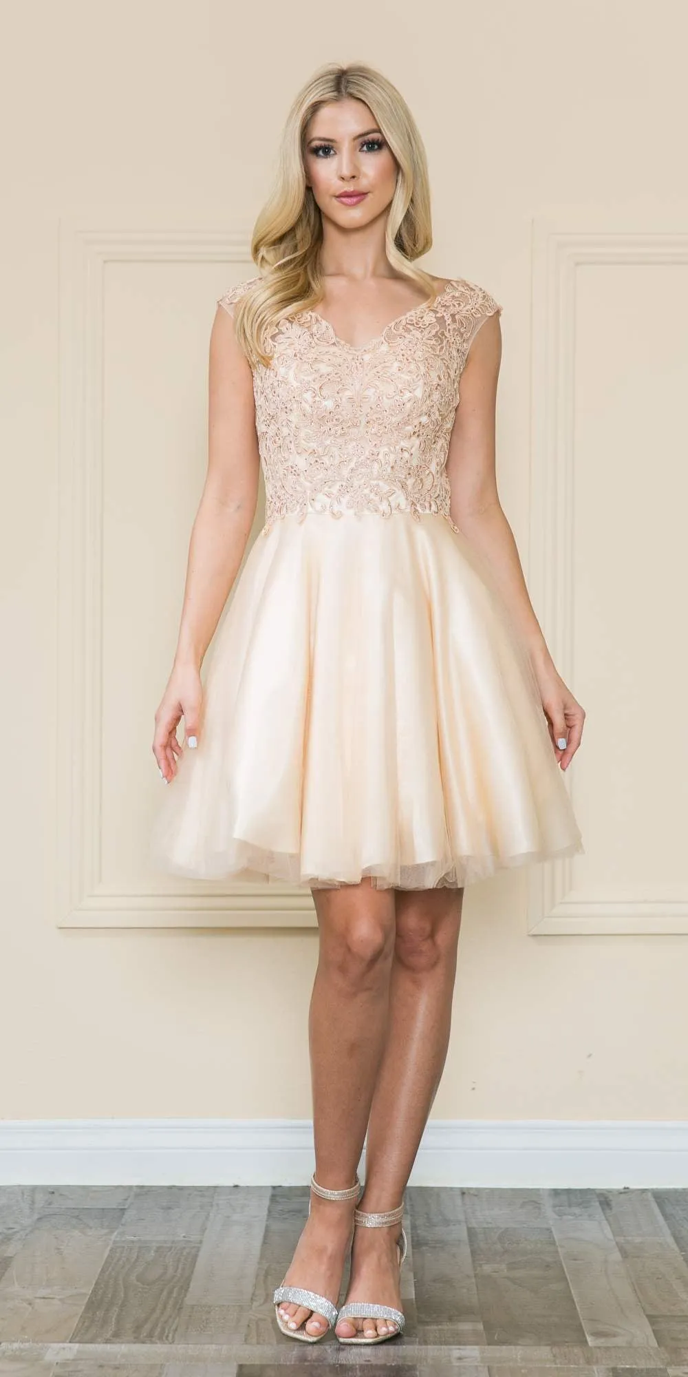 Poly USA | Ed Young 8902 Mesh Layered Skirt Dress Embroidery Top