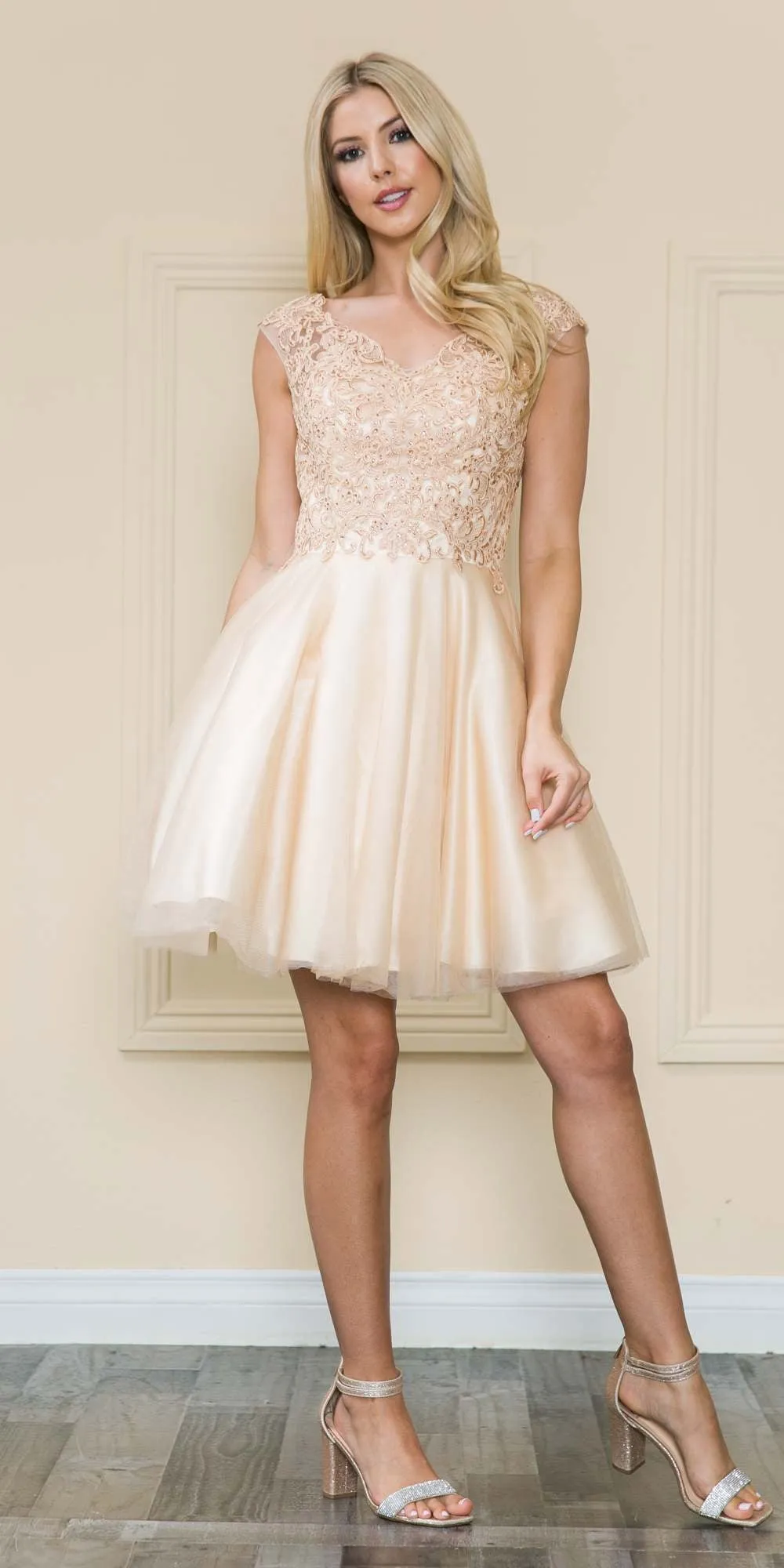 Poly USA | Ed Young 8902 Mesh Layered Skirt Dress Embroidery Top
