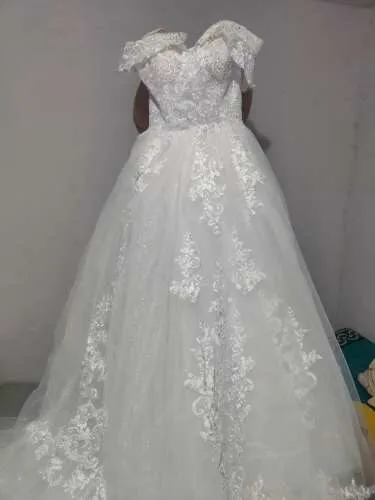 Premium Rhinestone Lace Cathedral Wedding Gown All Sizes