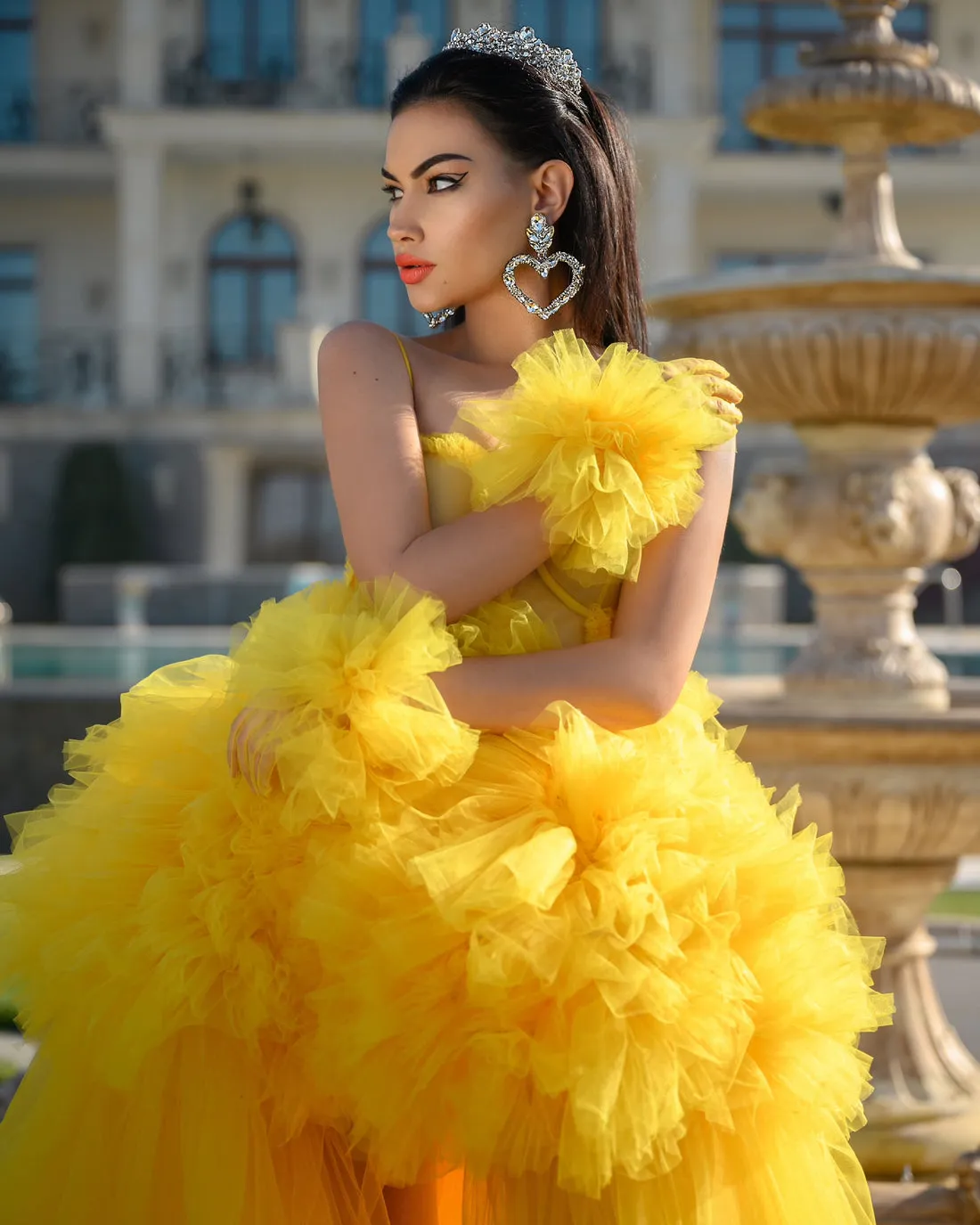 Sky Yellow Amazing 2 Piece  Evening Dress