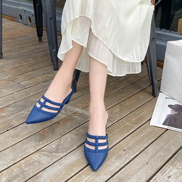 Women pointed toe fashion 
hollow out chunky wedge sandals
